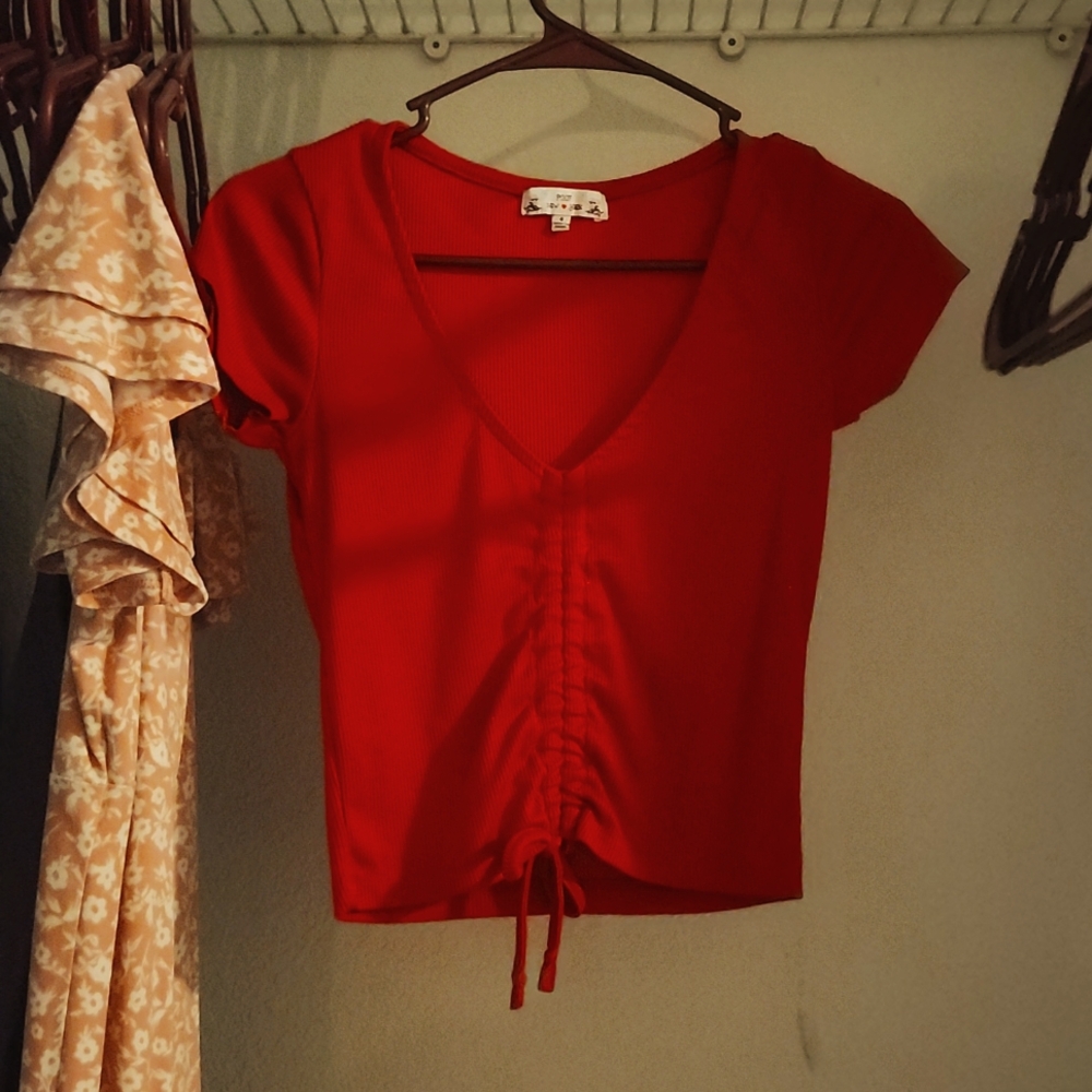 Red cropped top